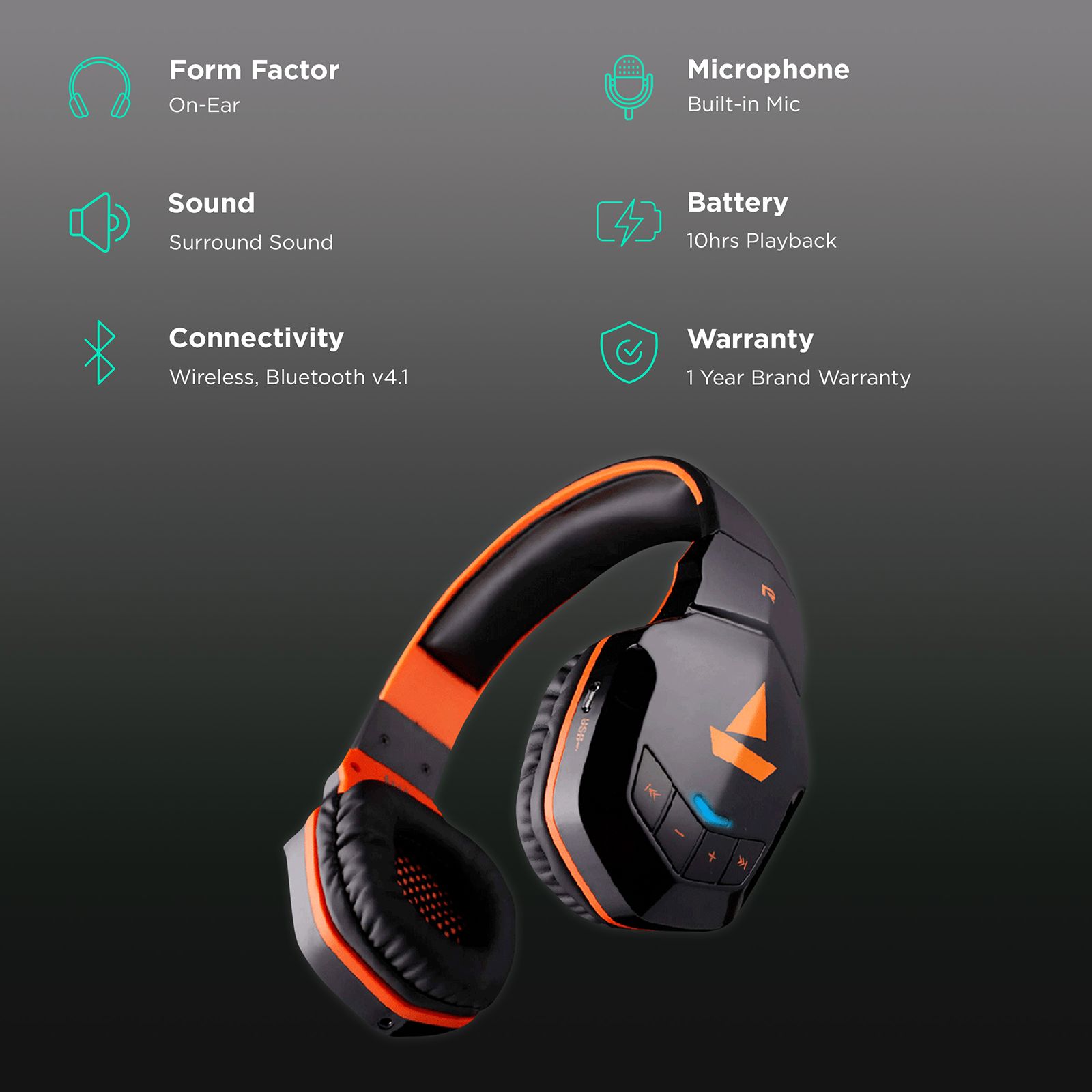 Buy boAt Rockerz 518 Bluetooth Headphones (Orange) Online - Croma